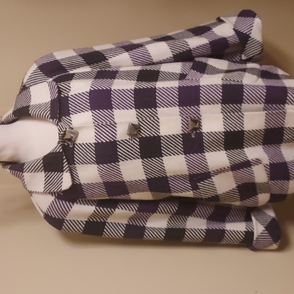 Plaid Women's Jacket in Purple and White